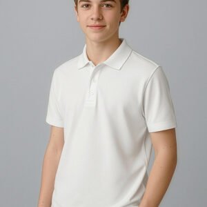 P400KS_Talent_White_01_R_fozPOOR P400KS - Kids Crew Short Sleeve Polo