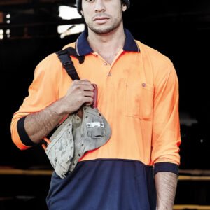 ZH232_Talent_Orange_Navy_00 ZH232 - Unisex Hi Vis Basic Long Sleeve Polo