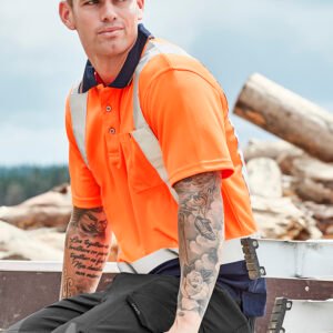 ZH233_Talent_01_W8wucd7 ZH233 - Mens Hi Vis Spliced Short Sleeve Polo - Shoulder Taped