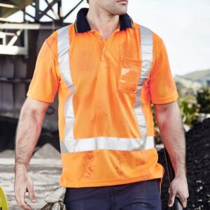 ZH243_Talent_Orange_Navy_01 ZH243 - Mens TTMC-W23 Short Sleeve Polo