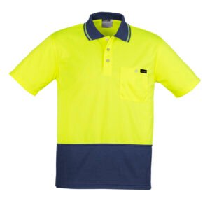 ZH415_Product_Yellow_Navy_01 ZH415 - Mens Hi Vis Comfort Back Short Sleeve Polo