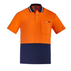 ZH435_Product_Orange_Navy_01 ZH435 - Mens Hi Vis Cotton Short Sleeve Polo