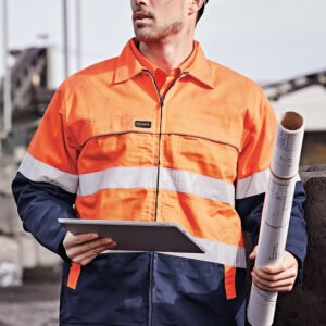 ZJ590_Talent_01_kDzoPL1 ZJ590 - Mens Hi Vis Cotton Drill Jacket