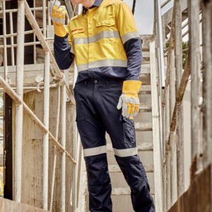 ZP521S_Talent_Navy_01_ScfUc13 ZP521S - Mens Orange Flame Taped Cargo Pant (Stout)