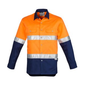 ZW123 - Mens Industrial Long Sleeve Shirt - Hoop Taped