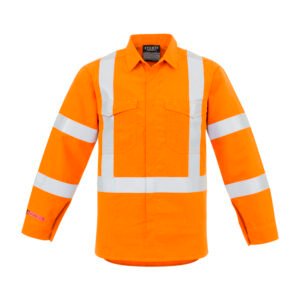 ZW137 - Mens Red Flame Hi Vis X Back Shirt