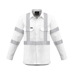 ZW621_White_F ZW621 - Mens Bio Motion X Back Taped Long Sleeve Shirt