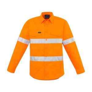 ZW640_Orange_Front ZW640 - Mens Hi Vis Hoop Taped Long Sleeve Shirt