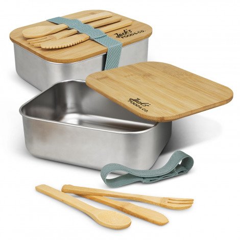 120046 - Stainless Steel Lunch Box with Cutlery