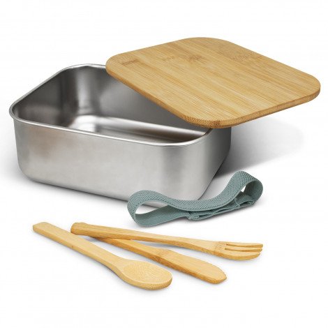 120046 - Stainless Steel Lunch Box with Cutlery