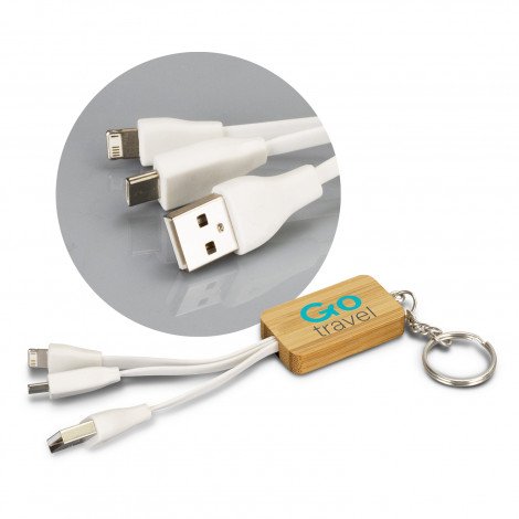 121410-0.jpg 121410 - Bamboo Charging Cable Key Ring - Rectangle