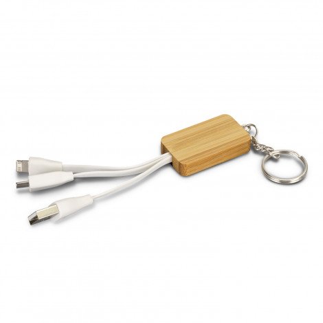 121410-1.jpg 121410 - Bamboo Charging Cable Key Ring - Rectangle