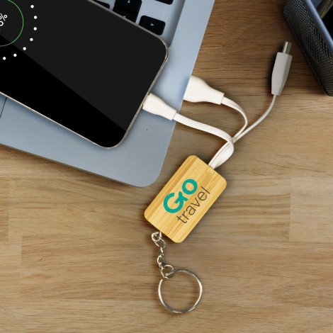121410-3.jpg 121410 - Bamboo Charging Cable Key Ring - Rectangle