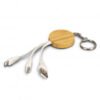 121411 - Bamboo Charging Cable Key Ring - Round