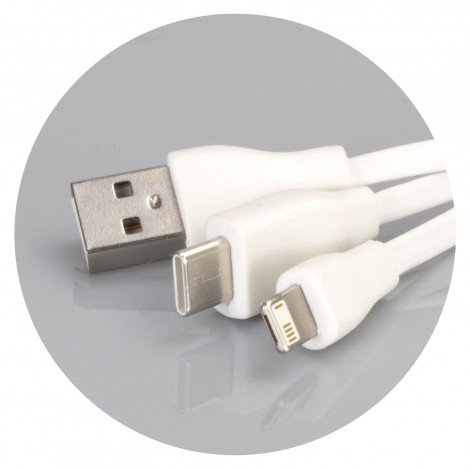121411 - Bamboo Charging Cable Key Ring - Round