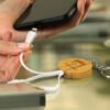 121411 - Bamboo Charging Cable Key Ring - Round