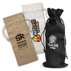 122387 - Jute Wine Drawstring Bag
