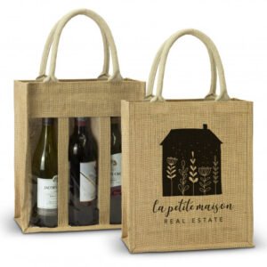122951 - Serena Jute Triple Wine Carrier