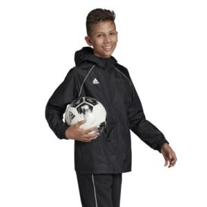 ce9047_app_on-model_walking_white.jpg Youth Core Rain Jacket - Black/White