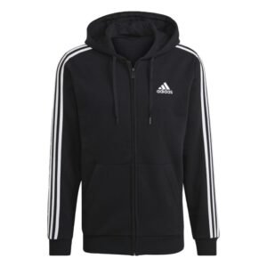 essentials_fleece_3-stripes_full-zip_hoodie_black_gk9051_01_laydown.jpg Essentials Fleece 3-Stripes Full-Zip Hoodie