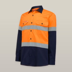 Koolgear Hi-Visibility Two Tone Cotton Twill Ventilated Shirt With Tape Long Sleeve