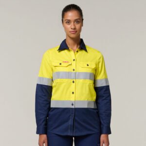 y08220_yna_1.jpg Women's Koolgear Hi-Vis Vented Taped Cotton Twill Shirt