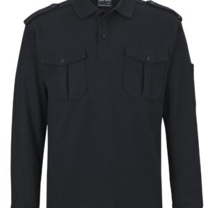 JB's L/S 250 EPAULETTE POLO BLACK -XS