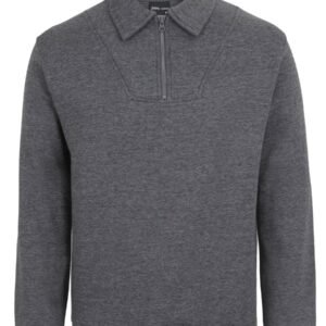 3FSZ_4_01 JB's 1/2 ZIP FLEECY SWEAT CHARCOAL MARLE-S