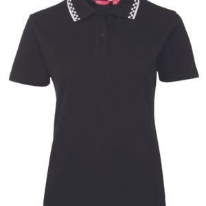 5LP_BW_01 JB's LADIES CHEF POLO BLACK/WHITE -08