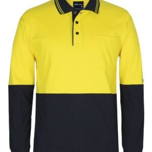 6CPHL_EB_01 JB's HV L/S COTTON POLO YELLOW/BLACK -2XS