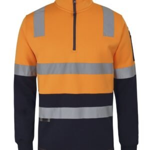 6DARF_ON_01 JB's 1/2 ZIP AUST. RAIL (D+N) FLEECE SWEATER ORANGE/NAVY-2XS