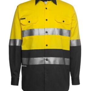 6DNWL_EB_01 JB's HV (D+N) L/S 150G W/SHIRT YELLOW/BLACK -3XS
