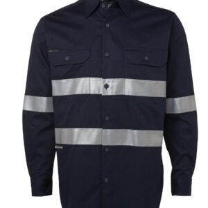 6HDNL_NX_01 JB's L/S 190G WORK SHIRT WITH REFLECTIVE TAPE NAVY -XS