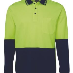 6HPL_EN_01 JB's HV L/S COTTON BACK POLO LIME/NAVY-2XS