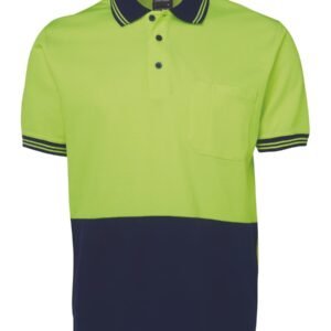 6HPS_EN_01 JB's HV S/S COTTON BACK POLO LIME/NAVY-2XS