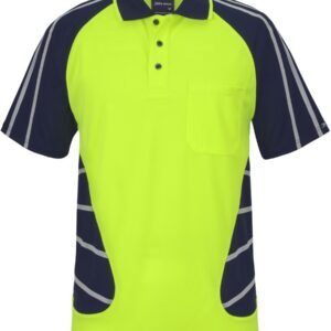 6HSSR_EN_01 JB's STREET SPIDER POLO W/ REFLECTIVE STRIPE LIME/NAVY-2XS