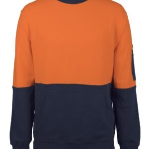 6HVCM_ON_01 JB's HV 310 COTTON CREW NECK FLEECE ORANGE/NAVY -2XS