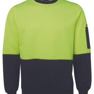 6HVCN_EN_01 JB's HV FLEECY CREW LIME/NAVY -2XS