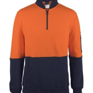 6HVFM_ON_01 JB's HV 310 COTTON 1/2 ZIP FLEECE ORANGE/NAVY -2XS