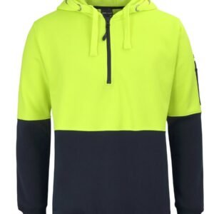 6HVHZ_EN_01 JB's HV 1/2 ZIP FLEECY HOODIE LIME/NAVY -2XS