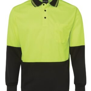 6HVPL_EB_01 JB's HV L/S TRAD POLO LIME/BLACK -S