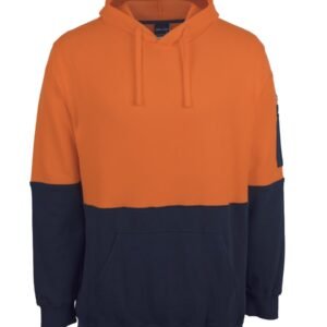 6HVPM_ON_01 JB's HV 310 COTTON PULL OVER FLEECE HOODIE ORANGE/NAVY -2XS