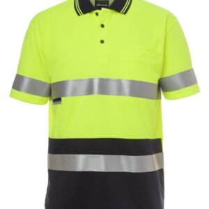 6HVST_EN_01 JB's HV S/S NON CUFF (D+N) TRAD POLO LIME/NAVY-S