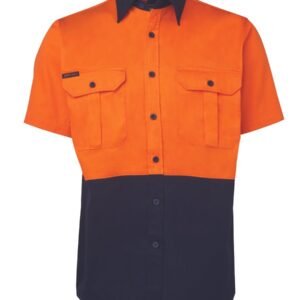 6HWS_ON_01 JB's HV S/S 190G SHIRT ORANGE/NAVY -2XS