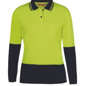 6LHCL_EN_01 JB's LADIES HV L/S COMFORT POLO LIME/NAVY -08