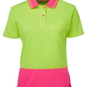 6LHCP_EI_01 JB's LADIES HV S/S COMFORT POLO LIME/PINK -06