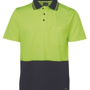 6NCCS_EN_01 JB's HV NON CUFF S/S COTTON BACK POLO LIME/NAVY-2XS