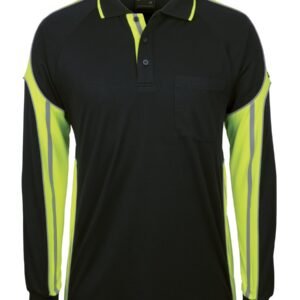 6SPPL_BE_01 JB's L/S STREET PANEL POLO BLACK/LIME-2XS