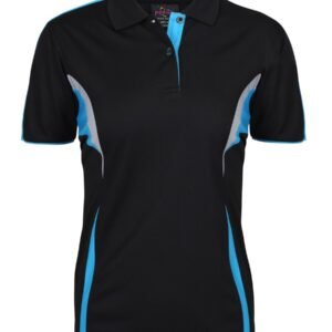 7COP1_BDG_01 PODIUM LADIES COOL POLO BLACK/AQUA/GREY -08