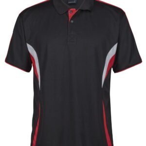 PODIUM COOL POLO BLACK/RED/GREY -3XS